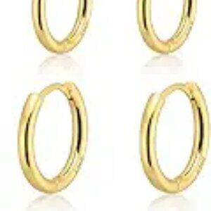 Small Gold Huggie Hoop Earrings Set for Women 14K Real Gold Plated Hypoallergeni
